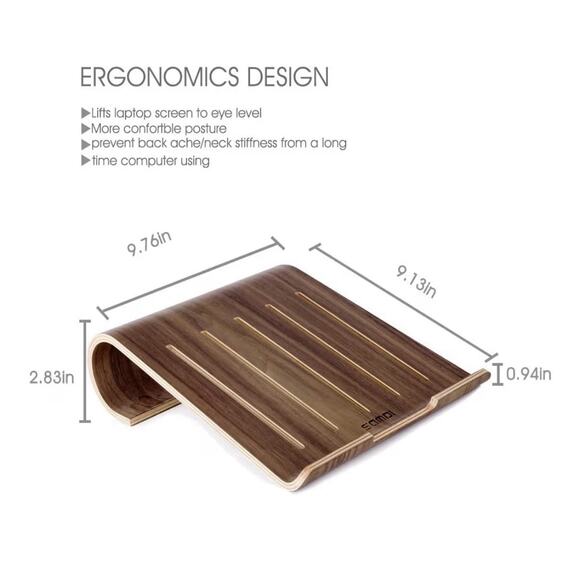 SAMDI Wooden Stand White Birch Wood Notebook Holder for MacBook, Laptop, Tablet - Picture 2 of 10